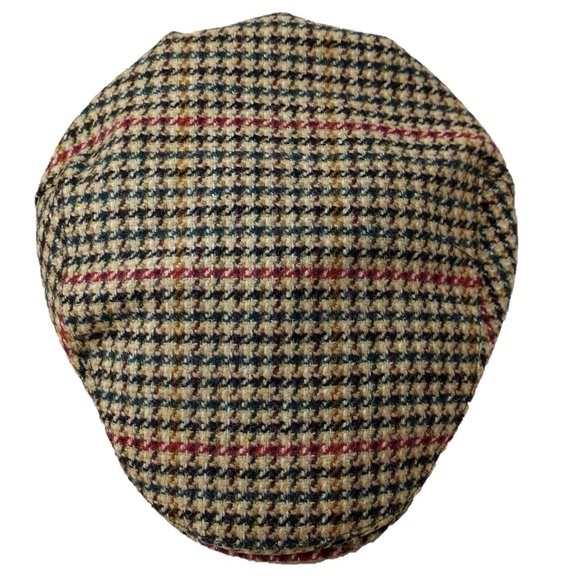 Men's Kirby Genuine British Wool Tweed Cap ZH043-2A RED/BLACK/GREEN - PICK SIZE - Picture 9 of 11
